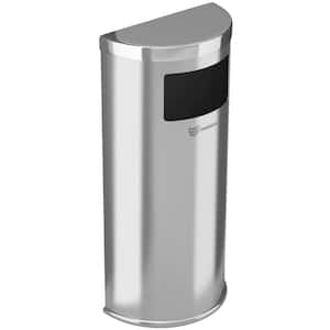 9 Gal. Stainless Steel Trash Can with Inner Bin, Half-Round Side-Entry with Wall Mount for Restroom, Office, Lobby