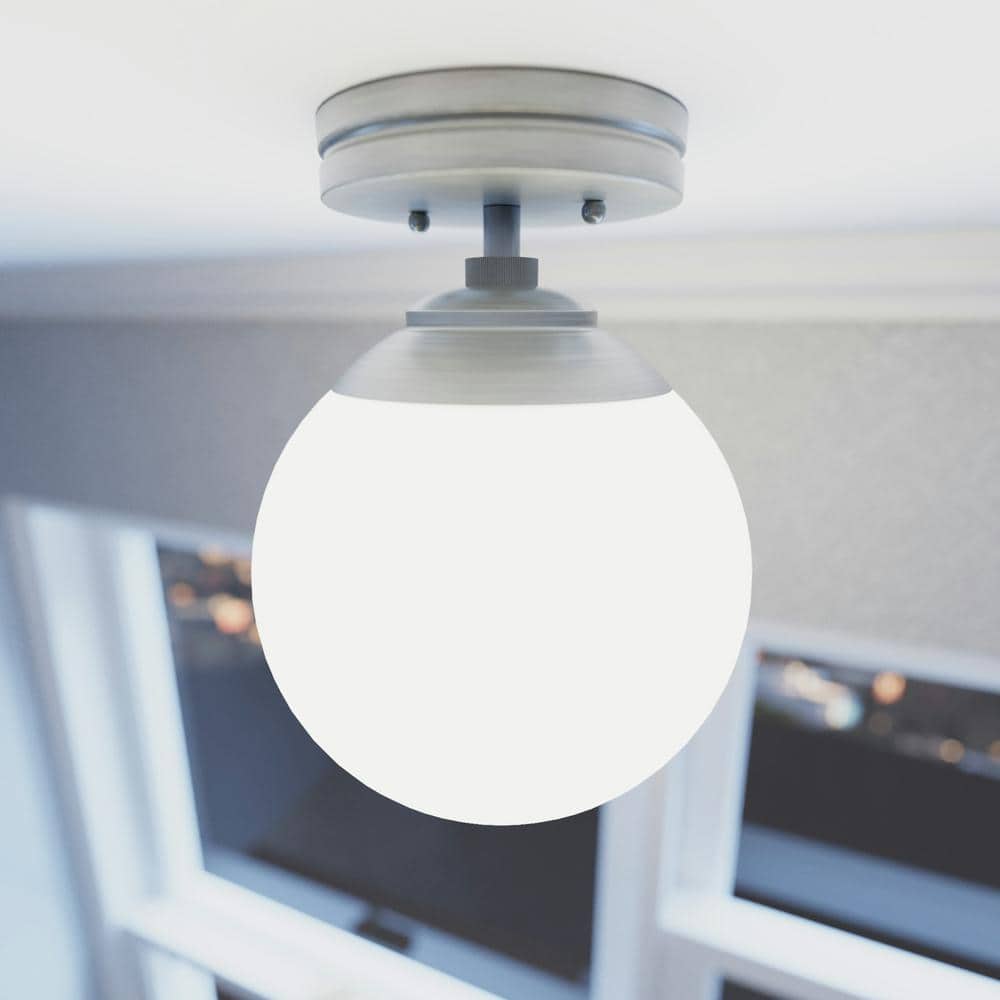 Hepburn 8 in. 1 Light Brushed Nickel Flush Mount Craft / Hobby Room Light price history on PriceWatchPro