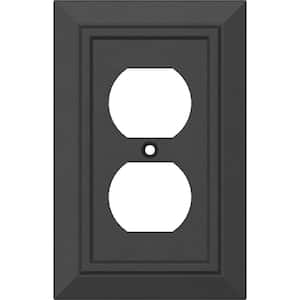 Classic Architecture Matte Black Antimicrobial 1-Gang Duplex Wall Plate (4-Pack)