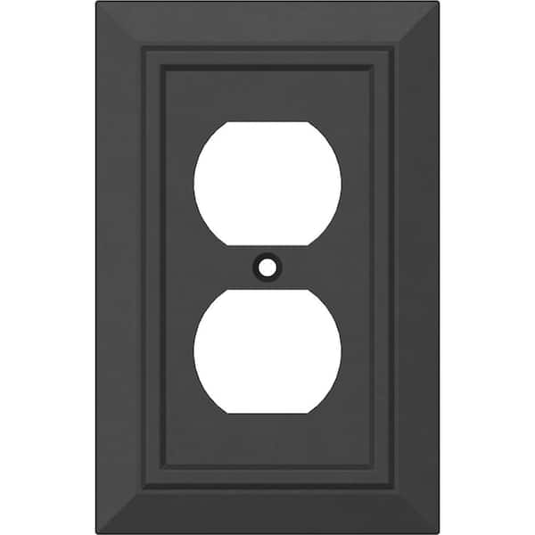 Franklin Brass Classic Architecture Matte Black Antimicrobial 1-Gang Duplex Wall Plate (4-Pack)