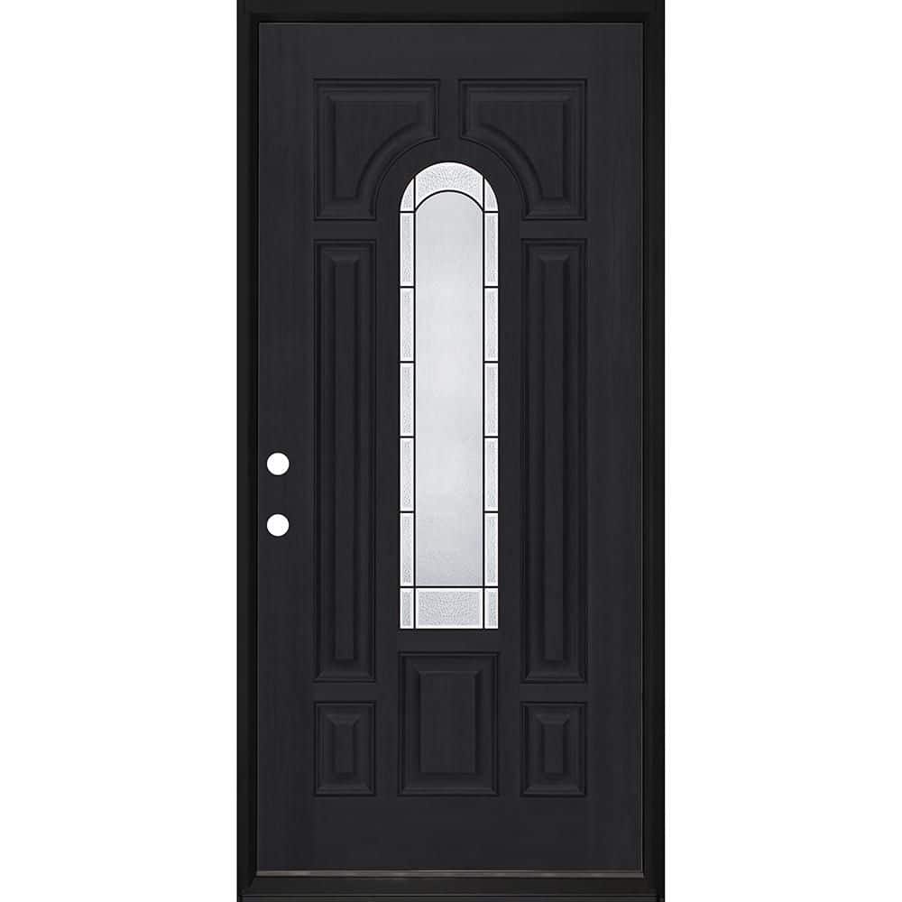 Regency 36 in. x 80 in. Center Lite Empire Deco Glass RHIS Onyx Fiberglass Prehung Front Door with 4-9/16 Jamb price history on PriceWatchPro