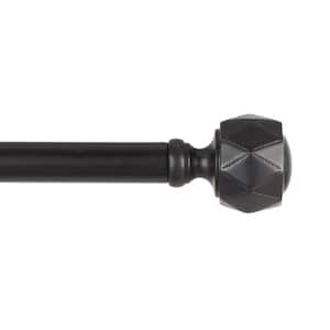 Regal 66 in. - 120 in. Adjustable Length 1 in. Dia Single Curtain Rod Kit in Matte Black with Finial
