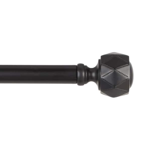 EXCLUSIVE HOME Regal 66 in. - 120 in. Adjustable Length 1 in. Dia Single Curtain Rod Kit in Matte Black with Finial