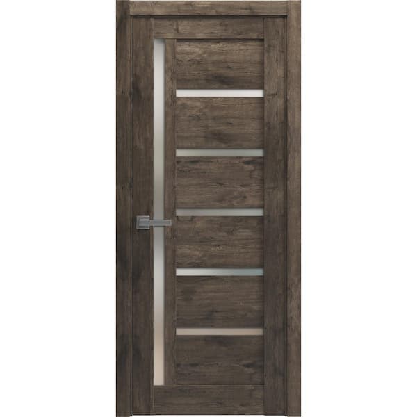 Sartodoors 42 in. x 80 in. 1 Panel Cognac Oak Finished MDF Sliding Door with Hardware