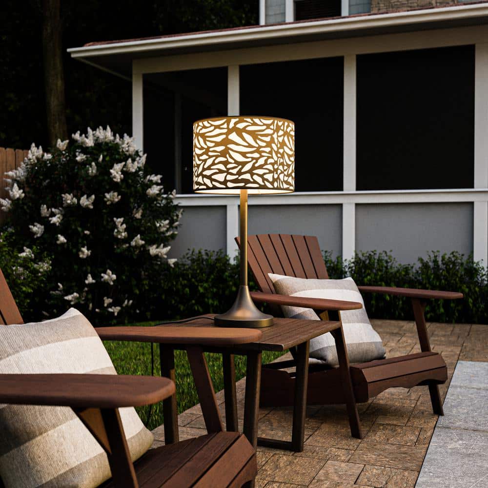 Lindley 30 in. Black Outdoor/Indoor Table Lamp with Off-White and Black Fabric Shade price history on PriceWatchPro