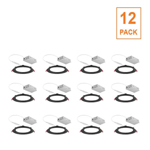 12 Pack 6 in. Black Round Wet Rated LED Integrated Baffle Recessed Lighting Kit