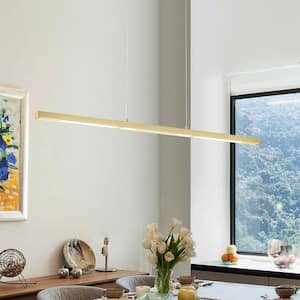 43.3 in. 40-Watt 10-Light Gold Linear Farmhouse Dimmable Adjustable Integrated LED Kitchen Island Pendant Light