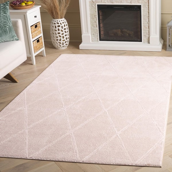 Revive 8 ft. x 10 ft. Pink Diamond Solid Area Rug