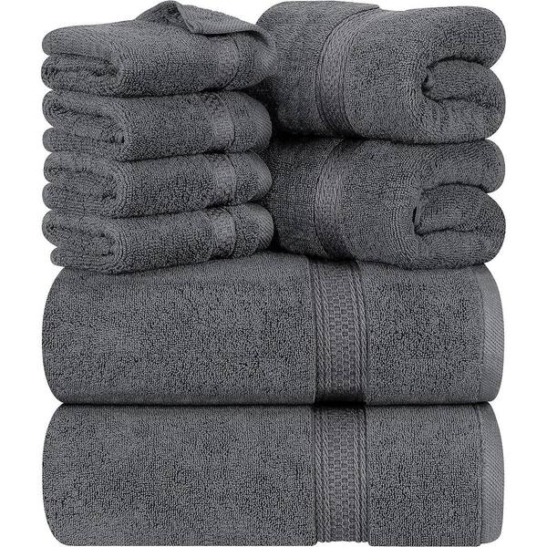 Aoibox 8-Piece Premium Towel with 2 Bath Towels, 2 Hand Towels and 4 Wash  Cloths,600 GSM 100% Cotton Highly Absorbent,Cool Grey SNPH002IN332 - The  Home Depot