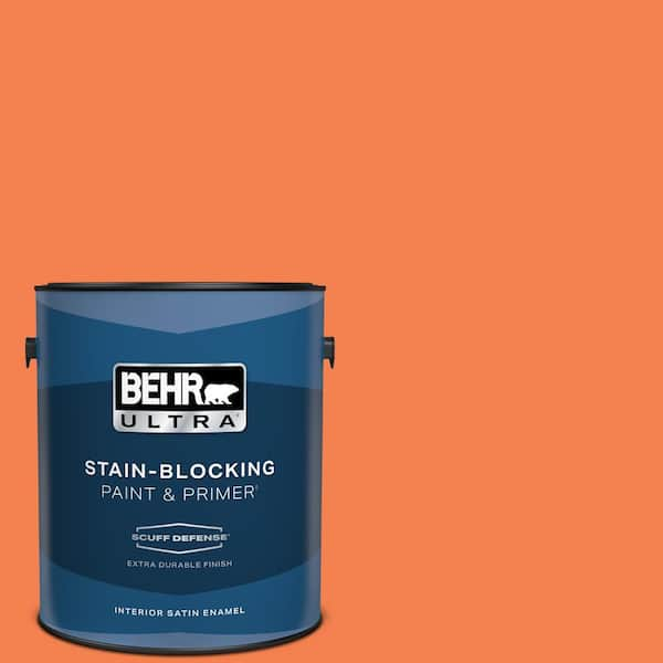 BEHR ULTRA 1 gal. #220B-6 Harvest Pumpkin Extra Durable Satin Enamel Interior Paint & Primer