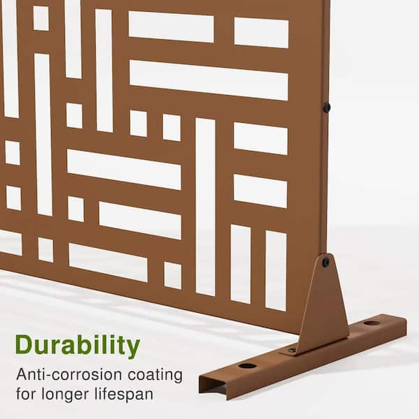 cadeninc 3.92 ft. x 6 ft. Metal Privacy Screen Panels in Brown