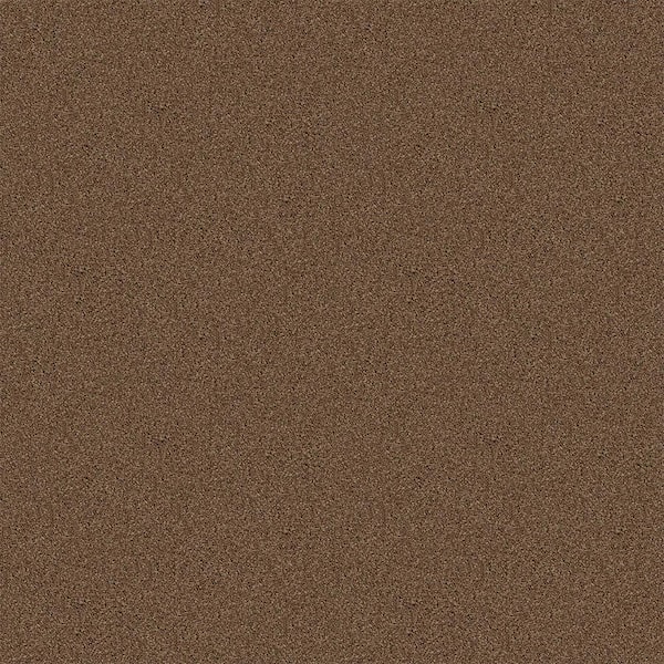 Watercolors II - Pea Gravel - Brown 15 ft. 38.4 oz. Polyester Texture Installed Carpet