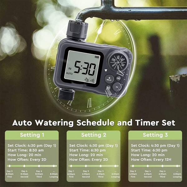 Cubilan - Water Timer for Garden Hose, Water Hose Timer Outdoor, Sprinkler Timer with Rain Delay/Manual/Automatic Watering System