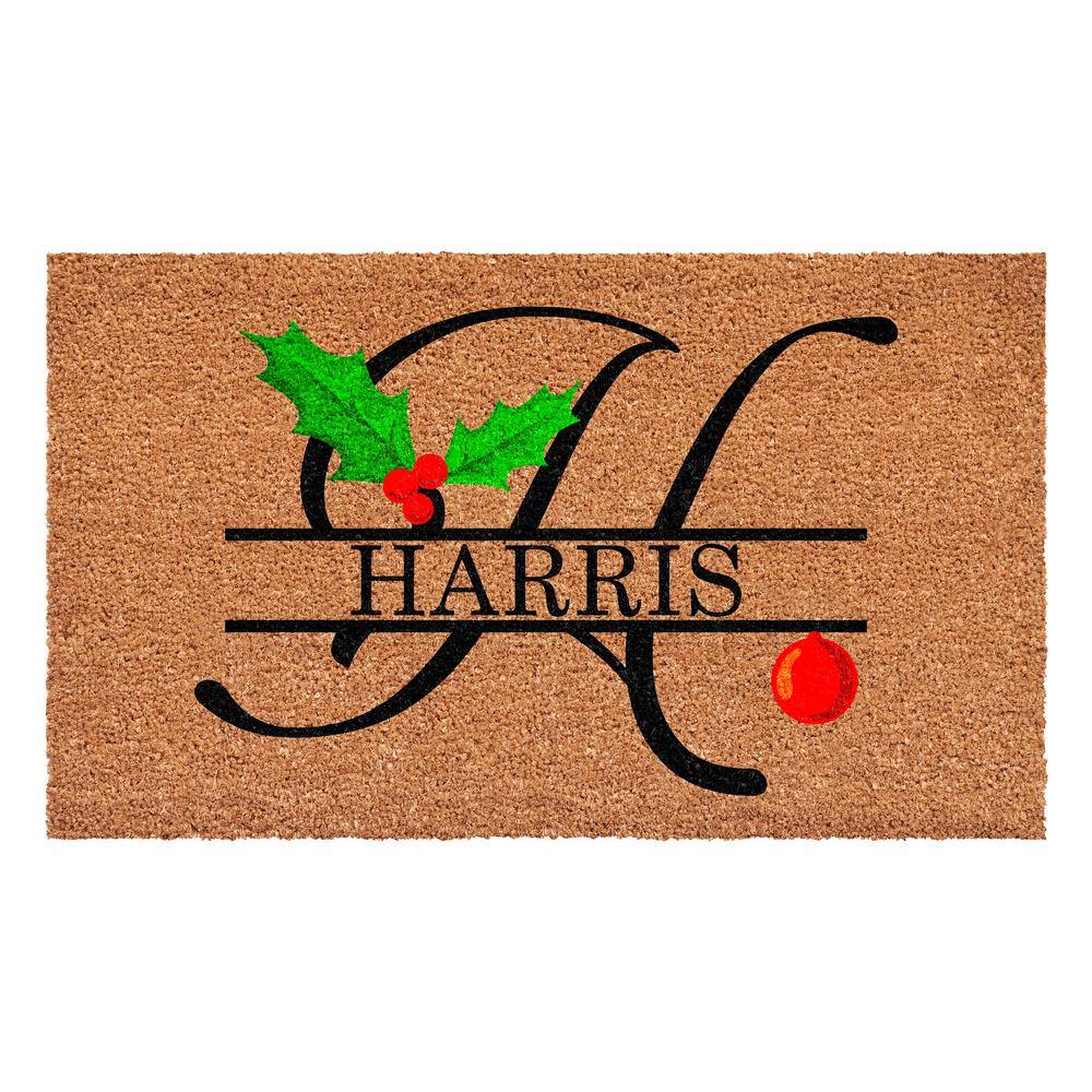 Christmas Holly 48 in. x 24 in. Coir Monogrammed Letter H Door Mat price history on PriceWatchPro