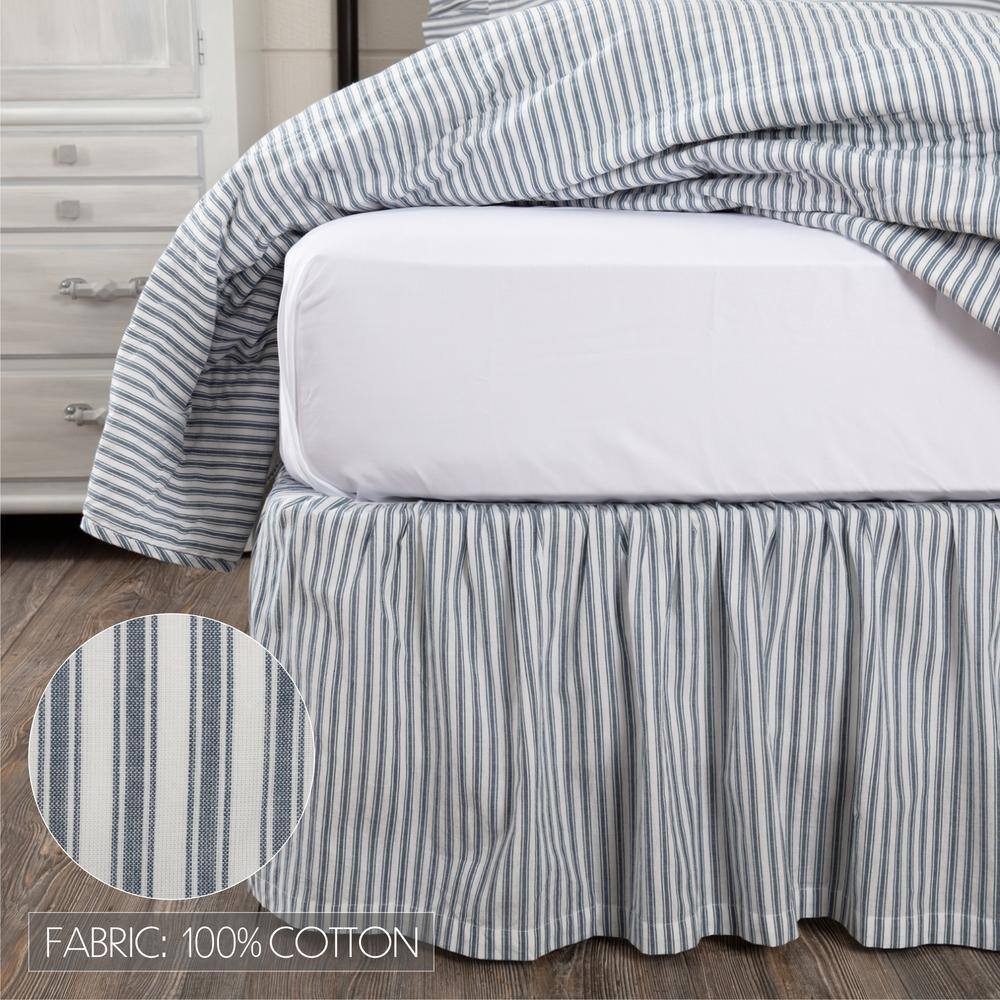 Sawyer Mill Blue and White Cotton Queen Bed Skirt with Split Corners