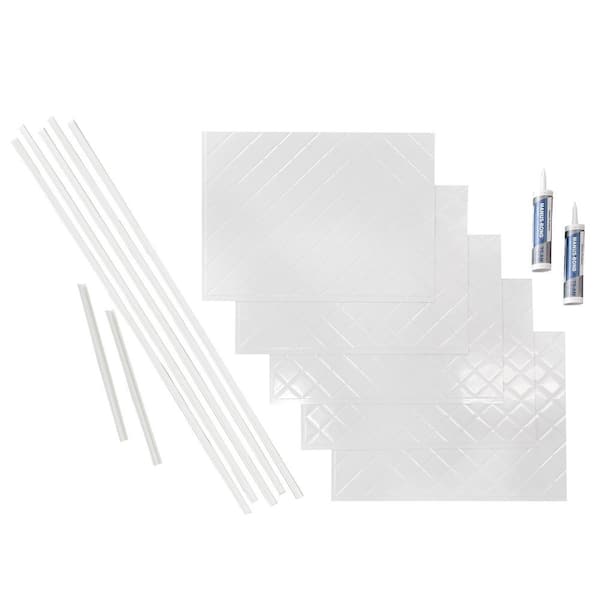 Quilted 18 in. x 24 in. Gloss White Vinyl Decorative Wall Tile Backsplash 15 sq. ft. Kit
