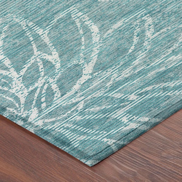 Chantille Machine Washable Indoor/Outdoor Abstract ACN2789 Teal 8 ft. x 10 ft. Area Rug