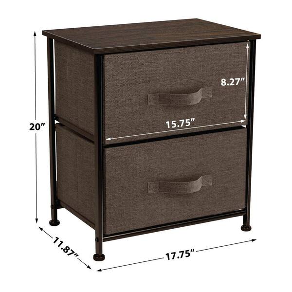 Sorbus Nighstand 3-Drawer Dresser Brown 17.75 in. L x 11.87 in. W