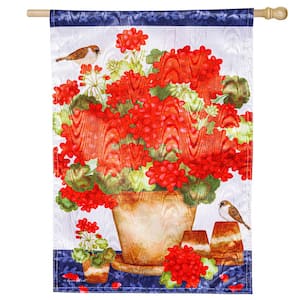 2-1/3 ft. x 3-2/3 ft. Red Geraniums Moire House Flag
