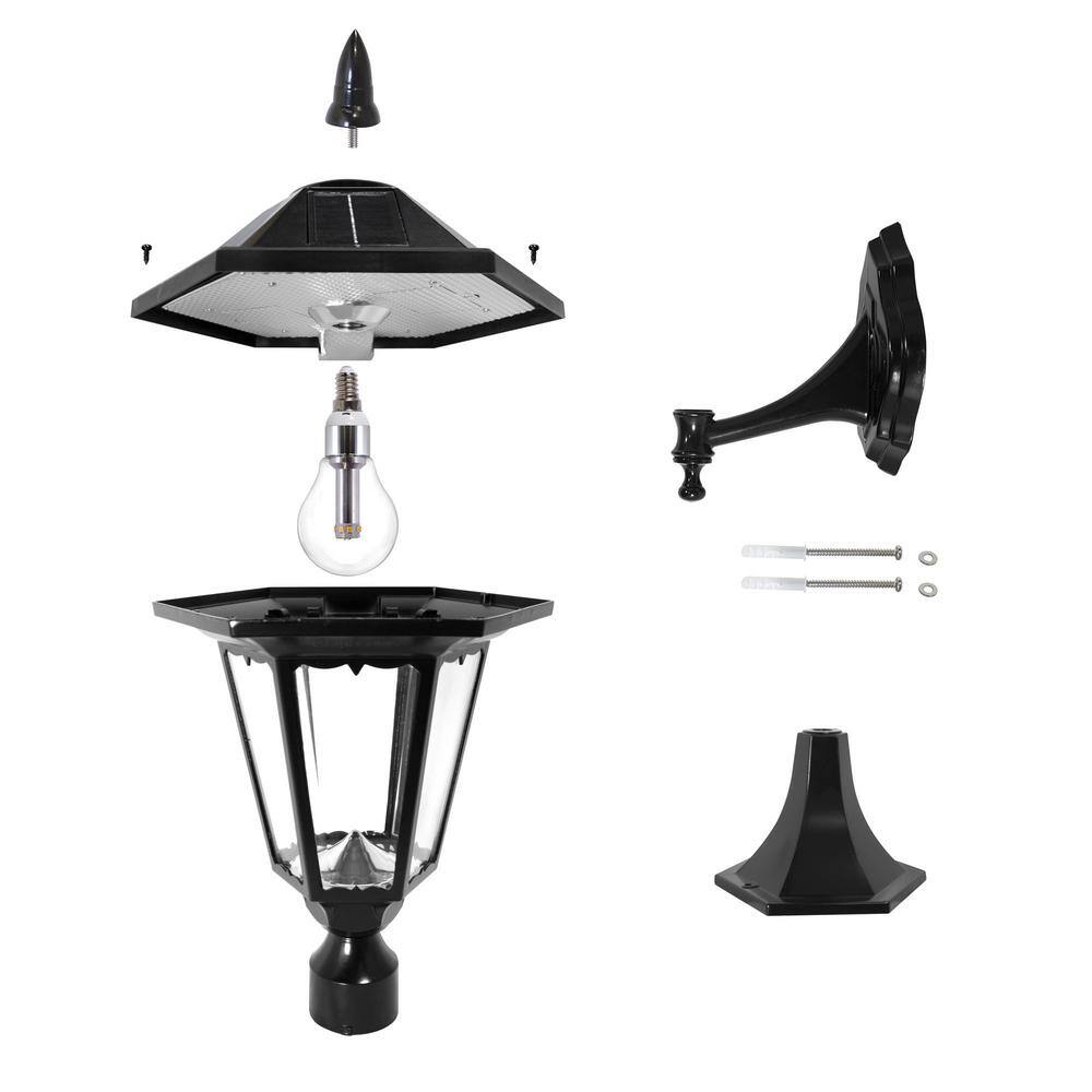 Black Cast Aluminum Solar LED Outdoor Lamp Post Light
