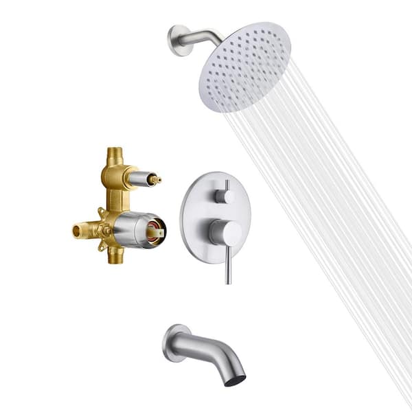 SUMERAIN 1-Handle 1-Spray Tub and Shower Faucet 1.8 GPM in Brushed Nickel (Valve Included)