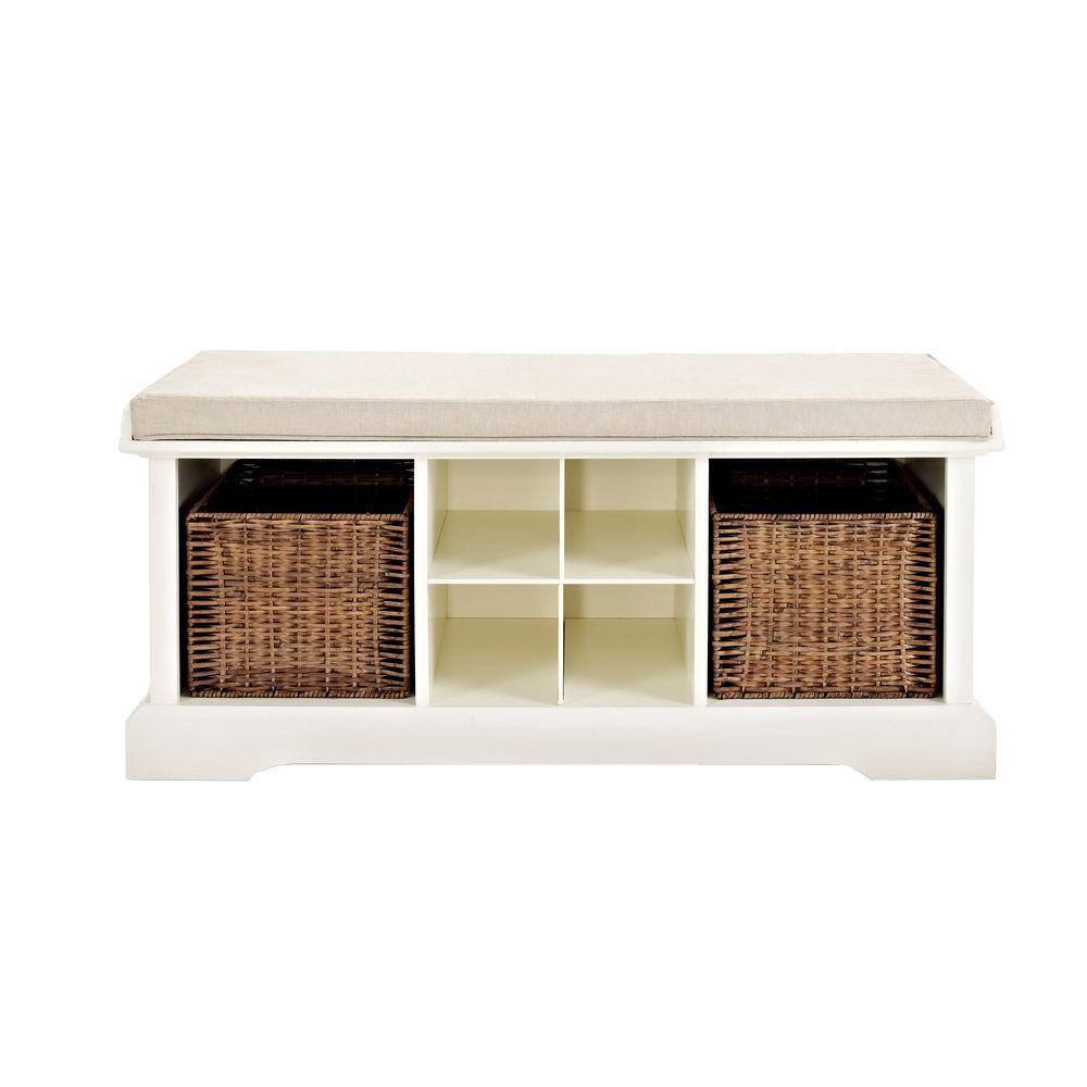 Crosley Brennan Entryway Storage Bench In White Cf6003 Wh The Home Depot