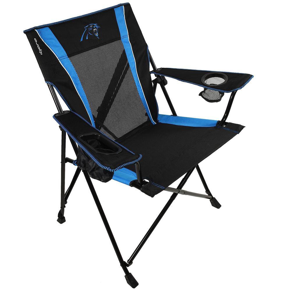 Premium Pro Football Carolina Panthers Black and Blue Polyester Camping Chair with Cup Holder