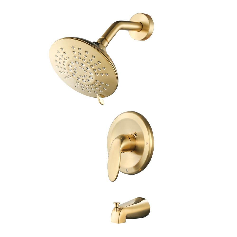 Single Handle 5-Spray Tub and Shower Faucet 1.8 GPM with 360° Swivel Head in Spot Resist Brushed Gold (Valve Included) price history on PriceWatchPro