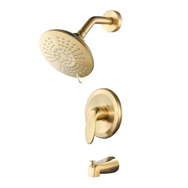 Single Handle 5-Spray Tub and Shower Faucet 1.8 GPM with 360° Swivel Head in Spot Resist Brushed Gold (Valve Included)