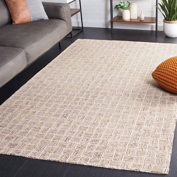 Micro Loop 5 ft. x 8 ft. Taupe/Ivory Geometric Area Rug