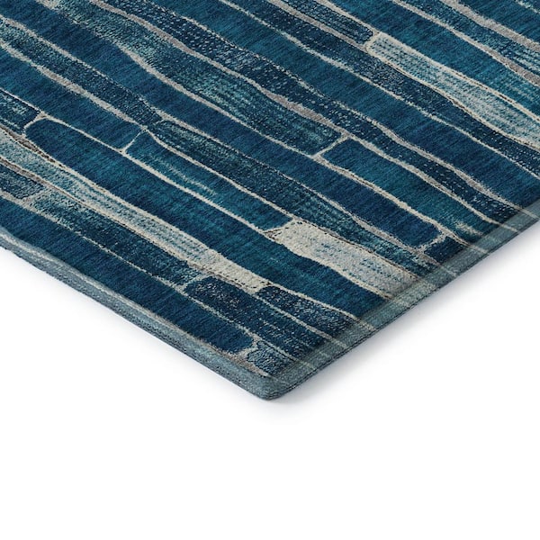 Mayfield Premium Machine Washable Abstract AMF1301 Blue 3 ft. x 5 ft. Area Rug