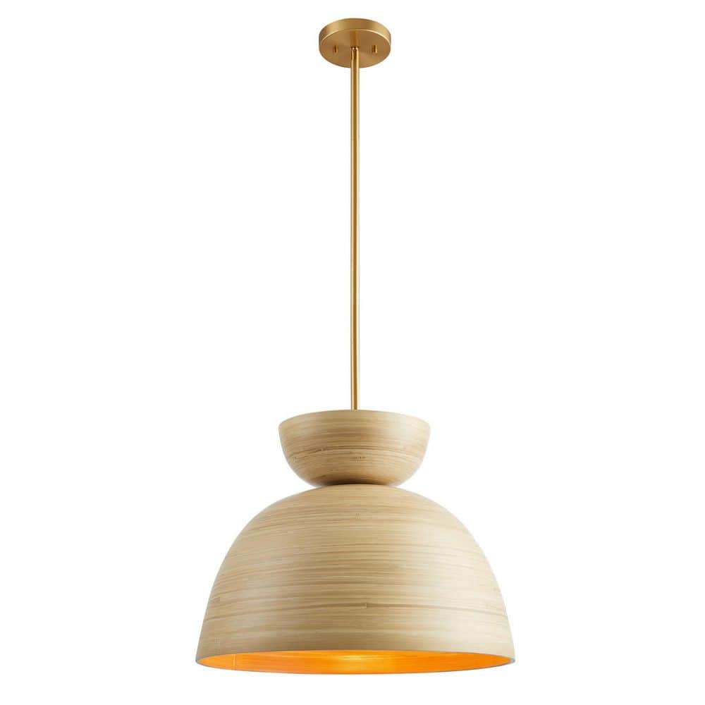 Agave 60-Watt 20 in. W x 14 in. H 1-Light Natural Bamboo Pendant Light with Natural Bamboo Shade, No Bulb Included price history on PriceWatchPro