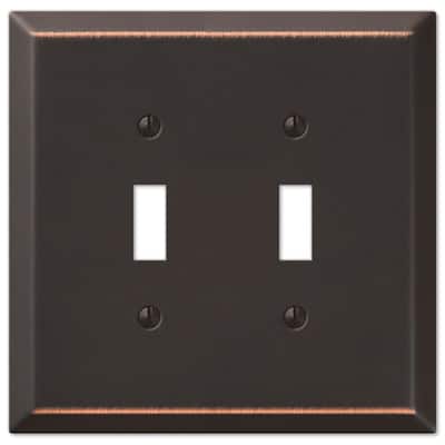 Oversized 2 Gang Toggle Steel Wall Plate - Aged Bronze