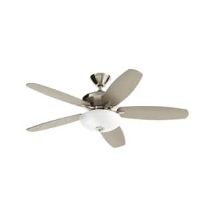 Renew Select 52 in. Indoor Brushed Stainless Steel Dual Mount Ceiling Fan with LED Bulbs with Pull Chain