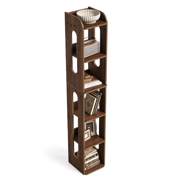 BYBLIGHT Eulas 71 in. Tall Dark Walnut MDF Bookshelf Bookcase with