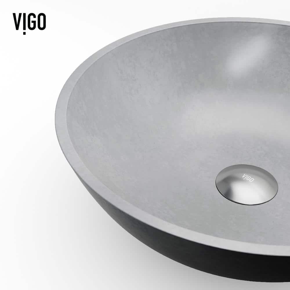 Ravenna Gothic 16" Gray Concrete Round Vessel Sink