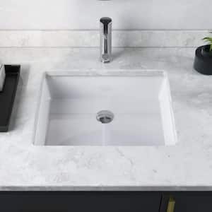 Ursa 19.72 in. Rectangular Undermount Bathroom Sink in White with Overflow Drain