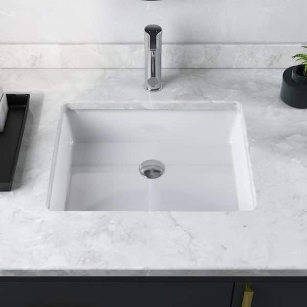 DEERVALLEY Ursa 19.72 in. Rectangular Undermount Bathroom Sink in White with Overflow Drain