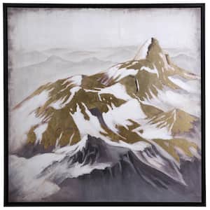 Keola "Canvas of Mountain Tops First Snow" Framed Nature Wall Art 40 in. x 40 in.