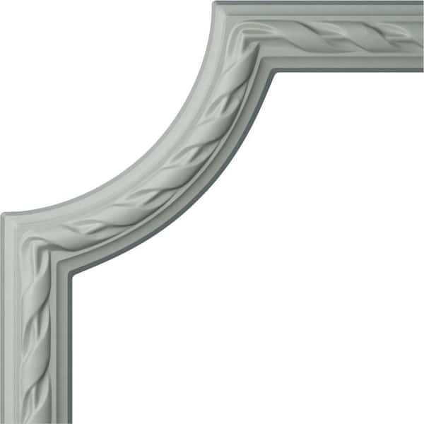 Ekena Millwork 3/4 in. x 10 in. x 10 in. Urethane Reeded Acanthus Leaf Panel Moulding Corner (Matches Moulding PML01X00JA)