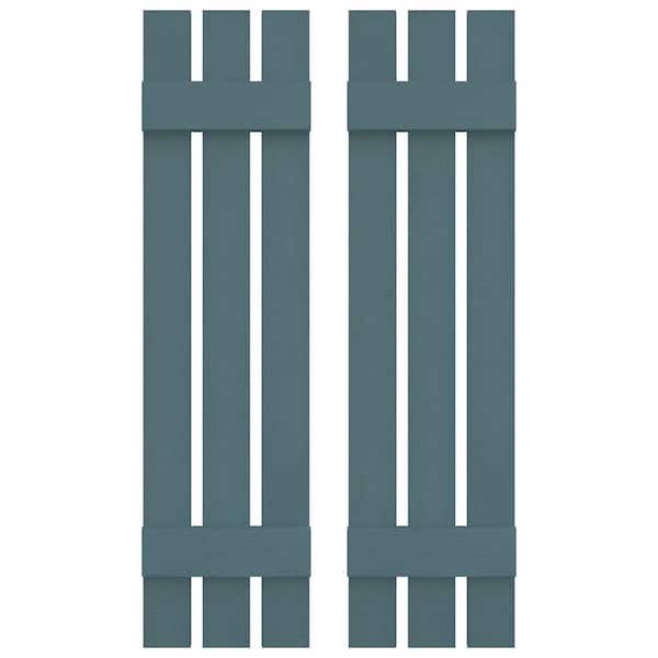 Builders Edge 12 in. W x 51 in. H Vinyl Exterior Spaced Board and Batten Shutters Pair in Wedgewood Blue