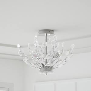 Hetcherson 20 in. 4-Light Chrome Semi Flush Mount with Crystal Glass Branches