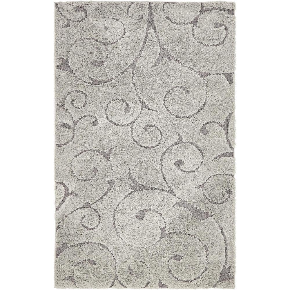Floral Shag Carved Gray 5' 0 x 8' 0 Area Rug price history on PriceWatchPro