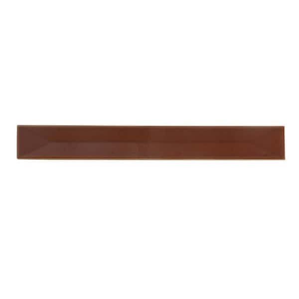 Horizonte 2 in. x 8 in. Glossy Caramel Ceramic Deco Subway Wall Tile Sample