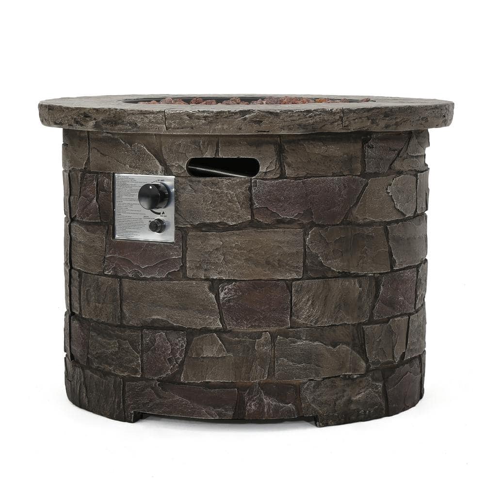 Stillwater 33" Circular Natural Stone Gas Fire Pit