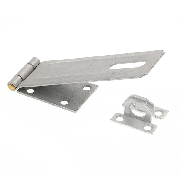 Door and Gate Safety Hasp Hinge Latch w/ Fixed Staple 6 inch w/ Screws Galvanized w/ Solid Brass Pin (Single Pack)
