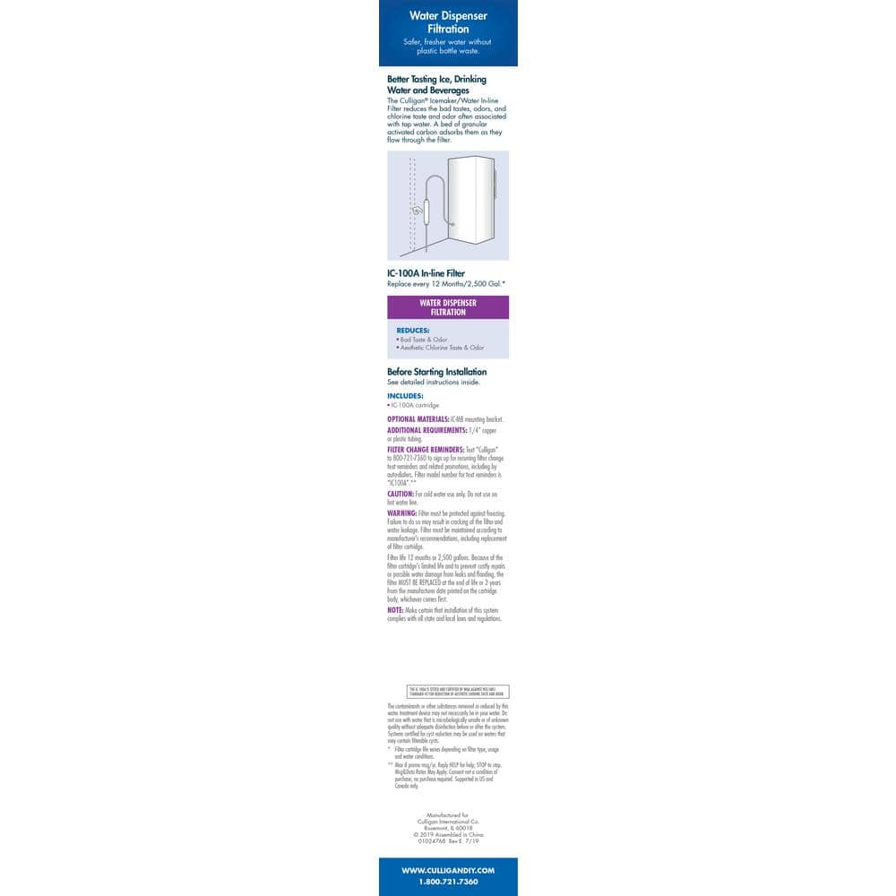Culligan White Carbon Refrigerator and Ice Maker Filter
