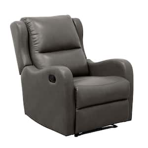 Lazzara Adele Dark Brown Faux Leather Upholstered Push Back Standard Recliner with Nailheads 8504DBR 1 The Home Depot