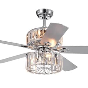 Perris 52 in. Indoor Chrome Ceiling Fan with Light Kit and Remote Control