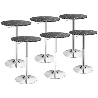 6-Piece Round 36 in. Height Bistro Bar Table Height Adjustable 360° Swivel Black